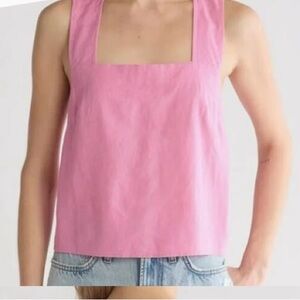 Madewell Pink 100% Linen Cross-Back Sleeveless Top